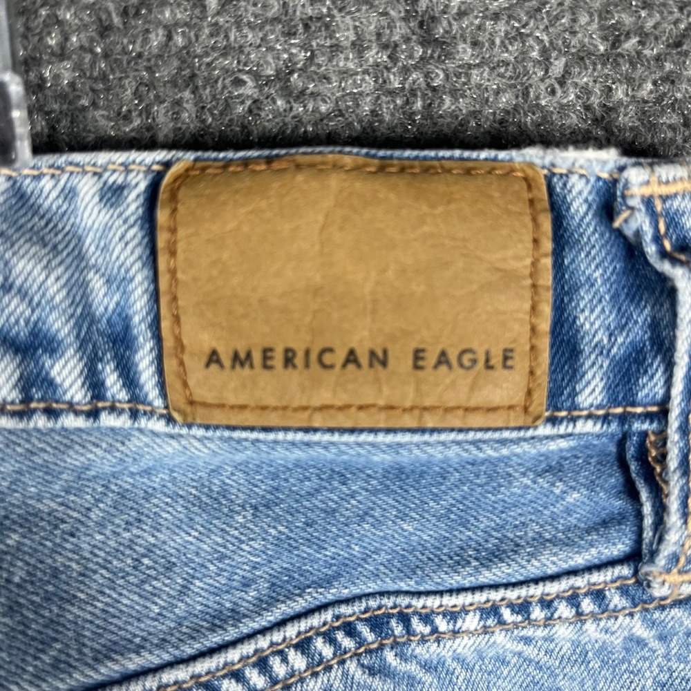 American Eagle Baggy Flare Jeans Womens 16 Light Wash Distressed Low Rise - Picture 5 of 13